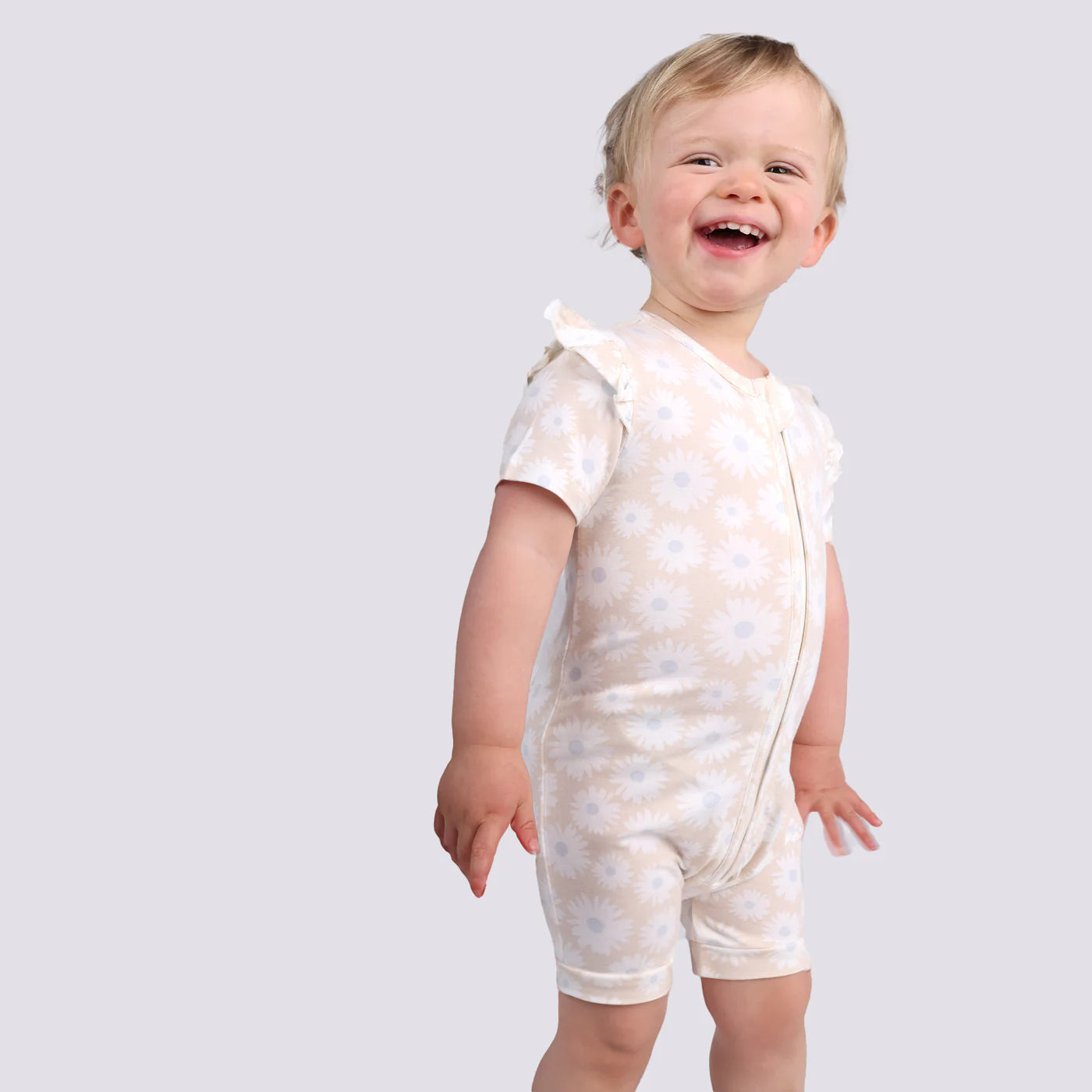 Day or Night Short Sleeve Frill Onesie Petal Fields