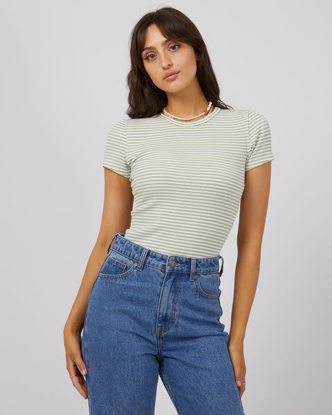 Eve Ribbed Stripe Tee Surf