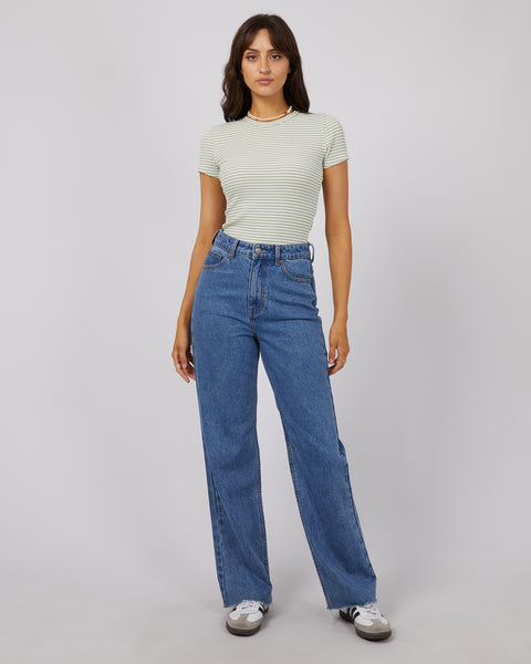 Eve Ribbed Stripe Tee Surf